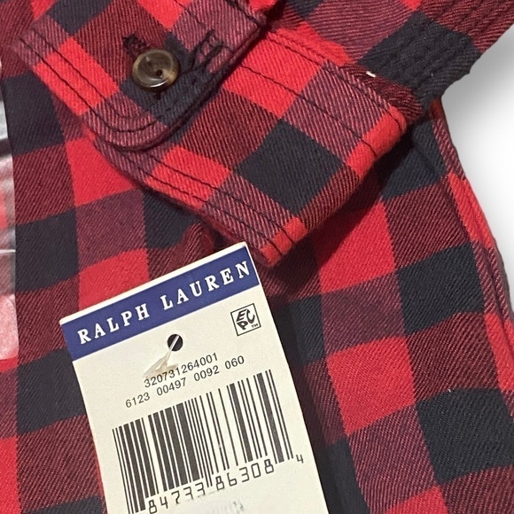 POLO RALPH LAUREN Flannel Shirt Boys Size 18M Buffalo Plaid Cottagec… - Picture 3 of 10